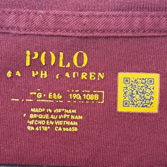 Polo Ralph Lauren Men's XXL Short Sleeve Burgundy T-Shirt Green Logo - Picture 2 of 7